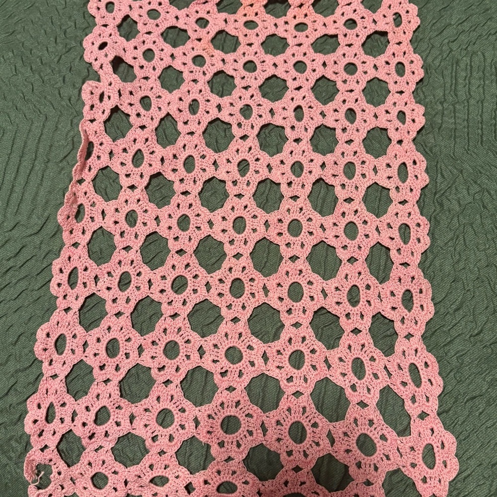Elegant Pink Crochet Table Runner